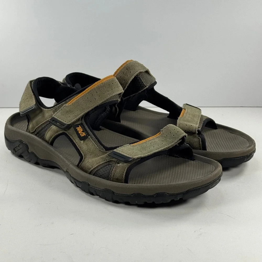 TEVA Men's Sandals Khaki Brown Adjustable Straps Outdoor Hiking Adventure‎ Sz 12